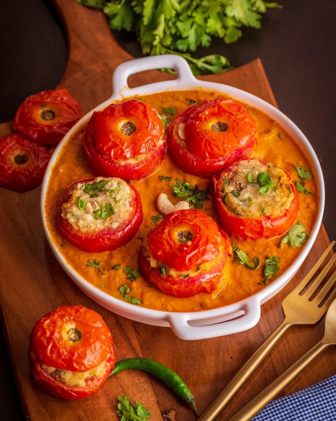 Stuffed Tamato / Capsicum Aloo Gobi Matar